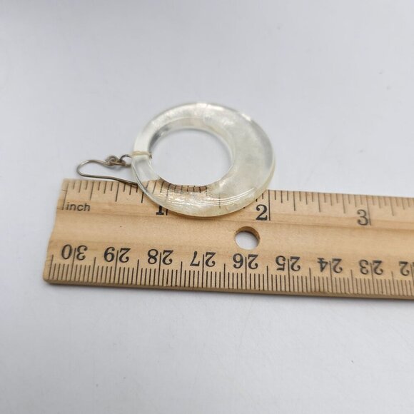 Round Transparent Resin Hoop Dangle Earrings With Metal Hook - Picture 4 of 4